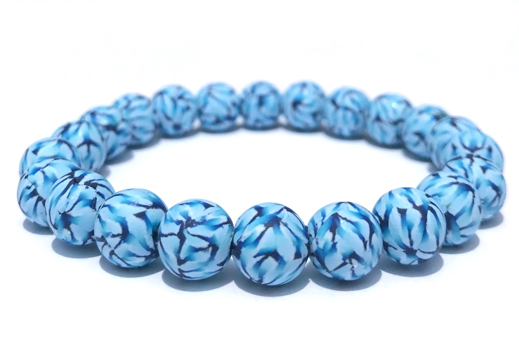 Blue polymer clay bead bracelet